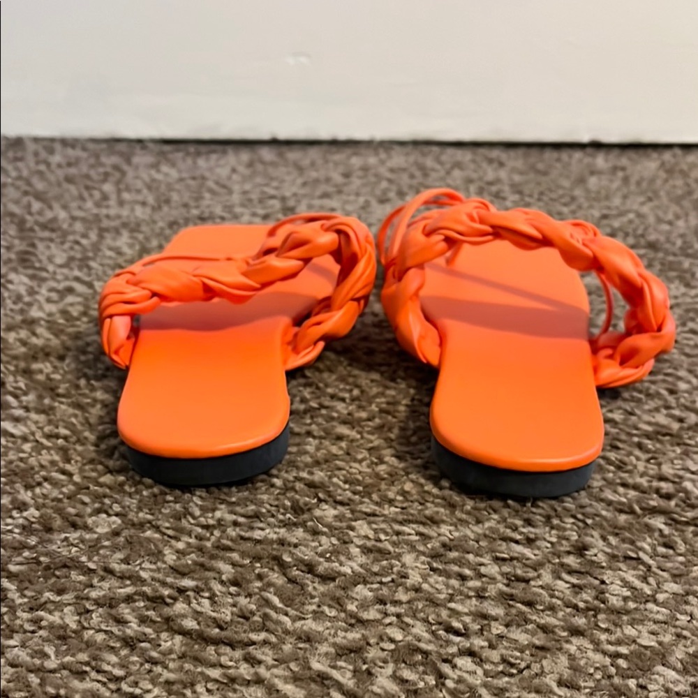 Orange Braided Strap Sandals - Picture 4 of 7